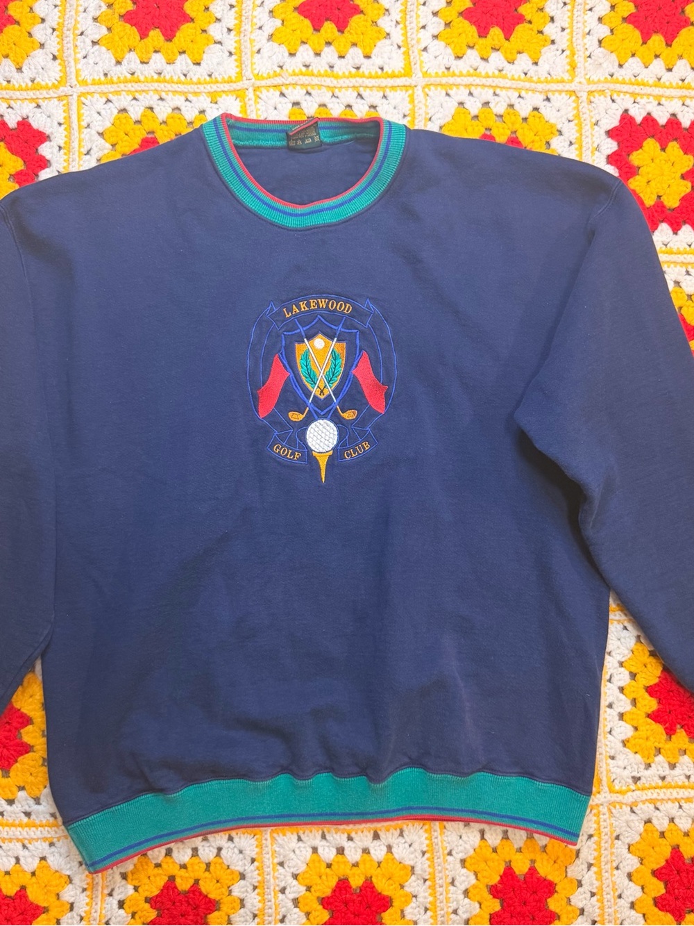 VINTAGE Golf Sweatshirt Mens XXL Lakewood Ringer Crewneck 90s Oversized - Picture 5 of 5